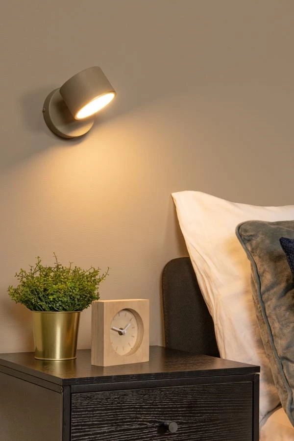 Lucide GIAN - Applique murale - LED Dim. - 1x9W 2700K - Taupe - ambiance 1